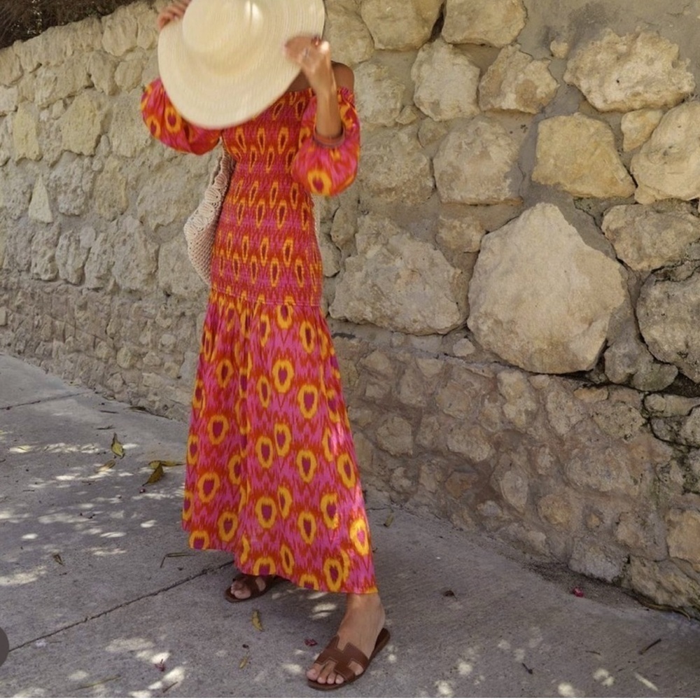 ZARA MULTICOLORED PRINTED MAXI DRESS